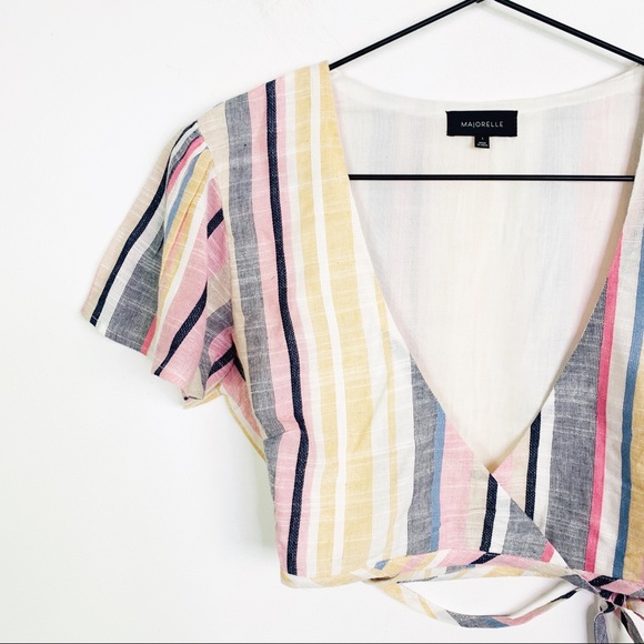 Majorelle cotton Cropped flutter sleeeve wrap top - Picture 4 of 7